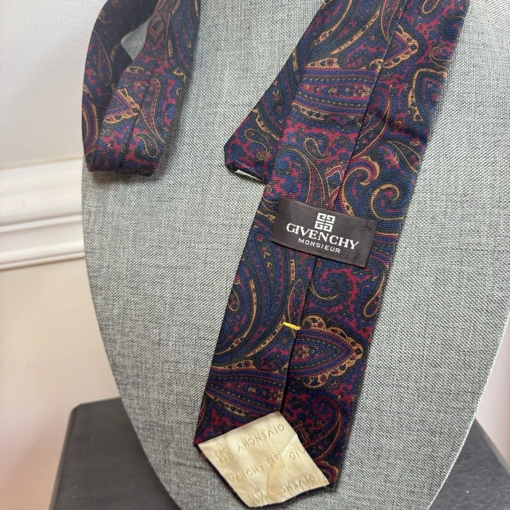 Vintage Givenchy Monsieur Wool Paisley‎ Necktie 52